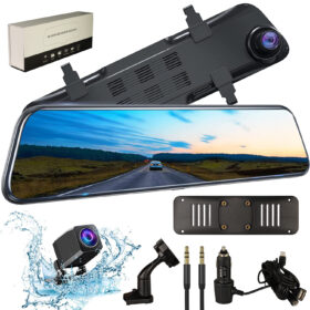 CLAYTON Round HD Rear View Mirror Recorder with Carplay and Android Auto