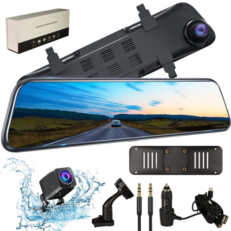 CLAYTON Round HD Rear View Mirror Recorder with Carplay and Android Auto