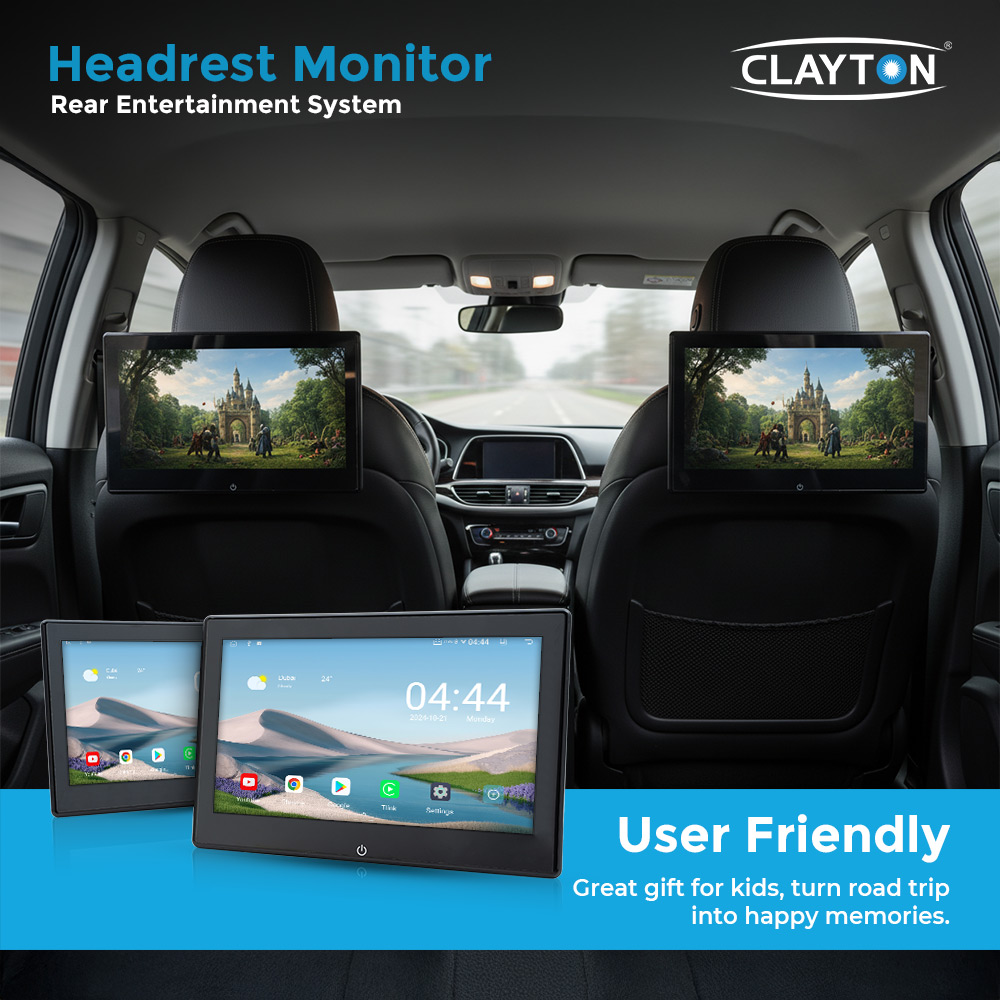 Clayton Universal Headrest DS-106 (10-inch) Android Car Rear Seat Entertainment System - Image 2