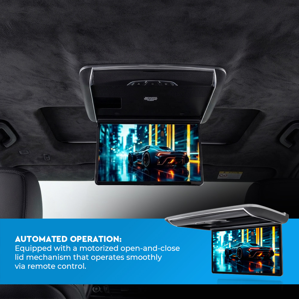 Roof-Mounted Android (13.3-inch) Flip-Down Car Monitor with Remote Control (Black) - Image 4